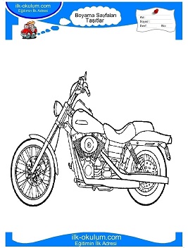 Çocuklar İçin Motor Boyama Sayfaları 